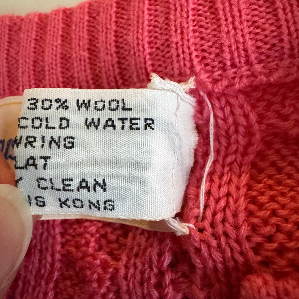 Vintage Susan Bristol Pink Crochet Button Wool Blend Cable Knit Cardigan Sweater - Picture 7 of 11